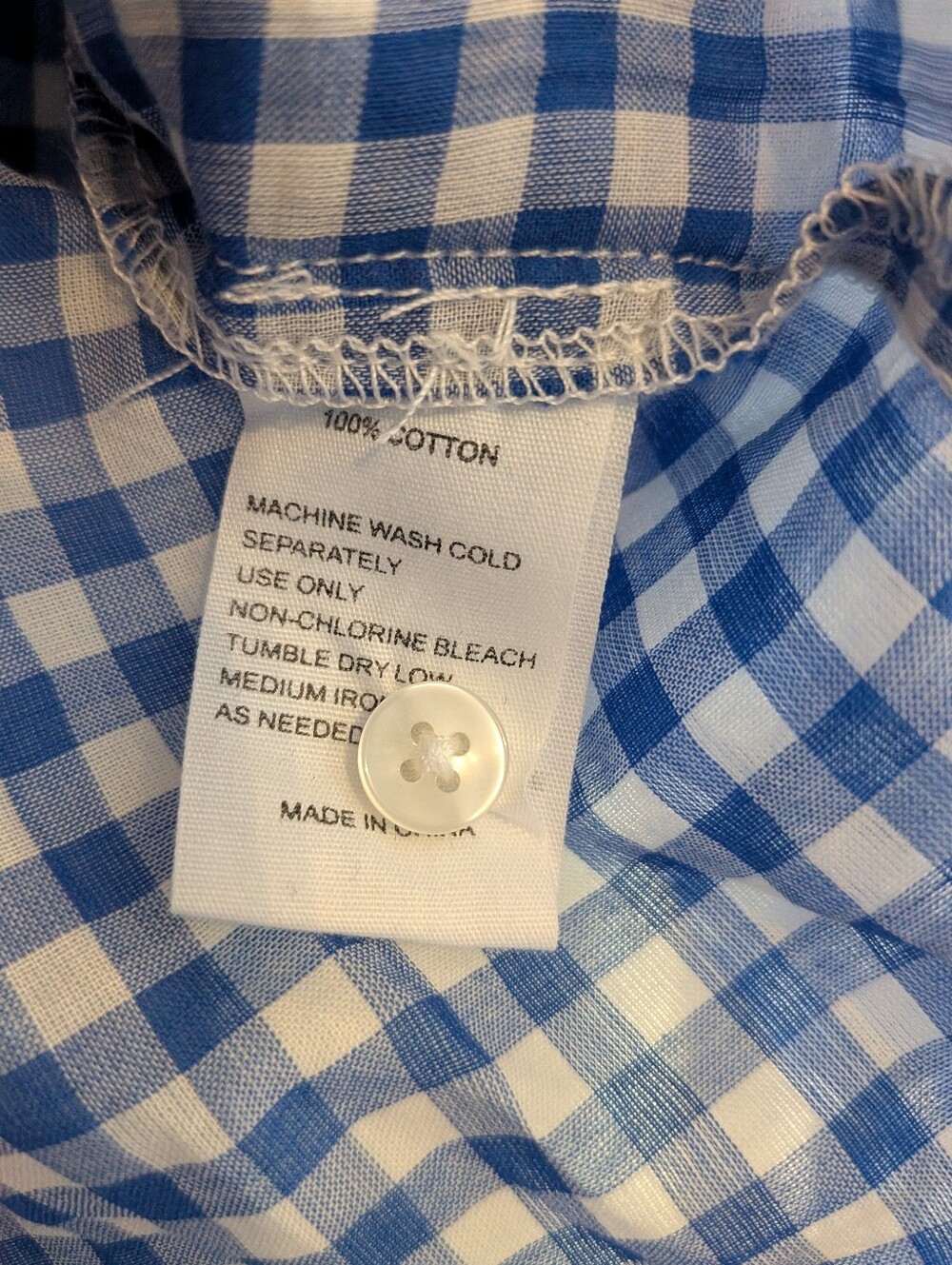 Trovata Birds of Paradise Marianne Shirt Gingham Button Up Blue White Size M NWT - Picture 16 of 16